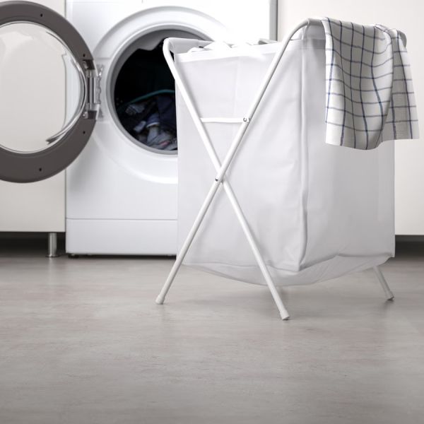 Foldable Laundry Bag with Stand, White, 50L