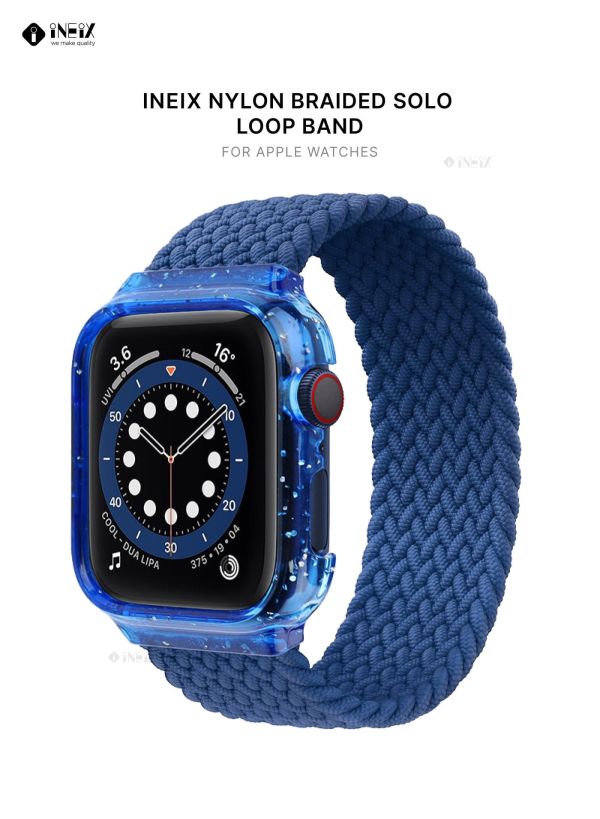 Nylon Braided Solo Loop Replacement Strap With Glittering Case For Apple Watch 44 mm (145 mm Strap Length)